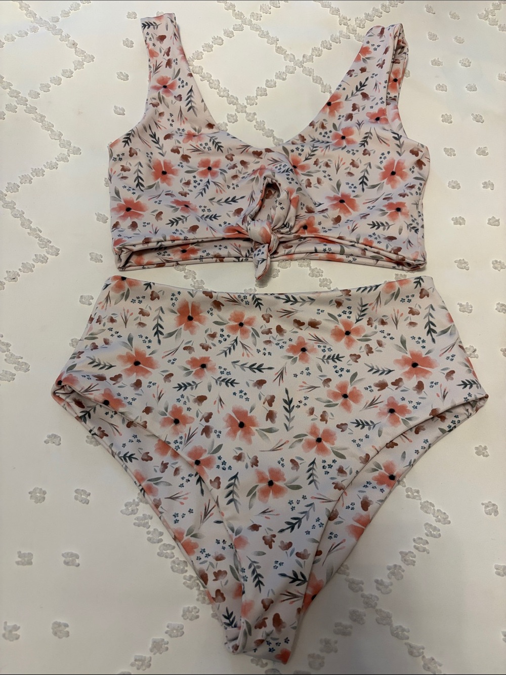 Current Tyed Floral High-Waist Bikini Set - Pink Floral